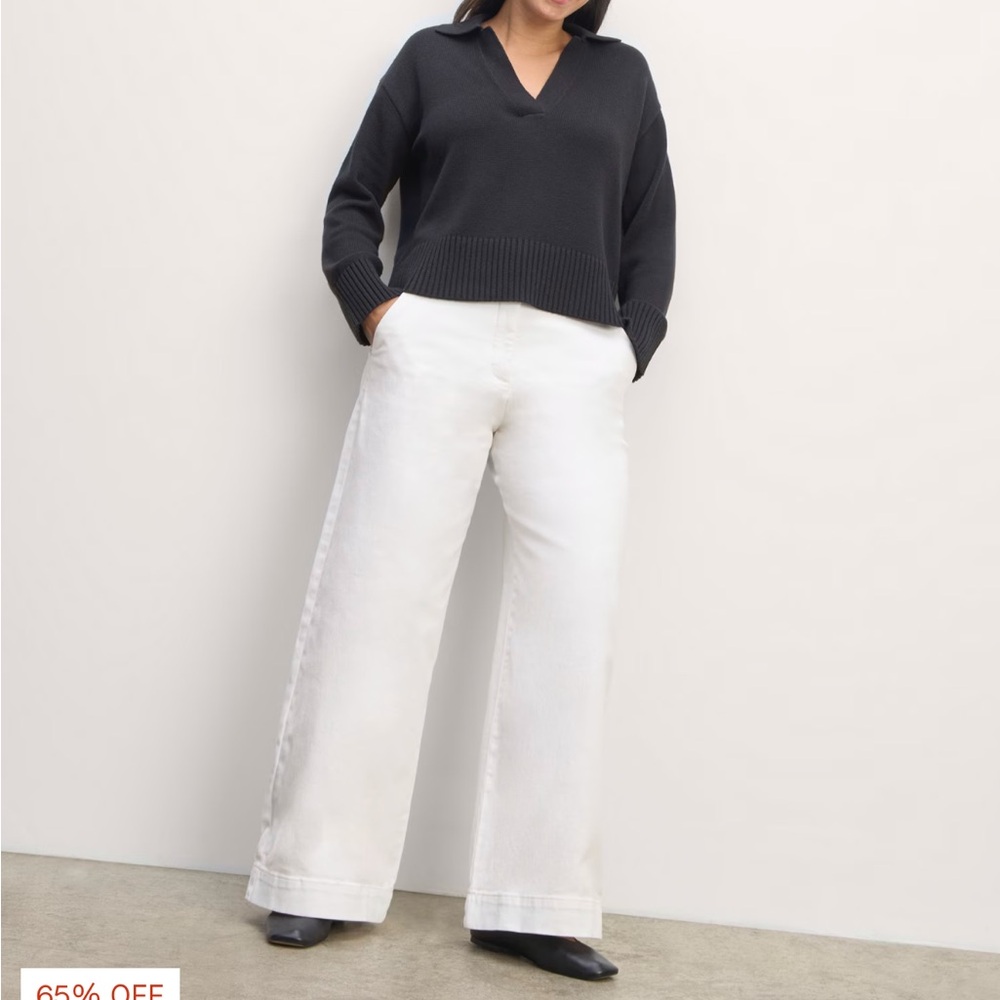 Everlane Phoebe Trouser White Flare Wide Leg Jeans 8